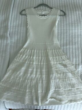 White Knit A-line Dress
